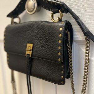Chic Black Leather Crossbody Bag with Gold Accents